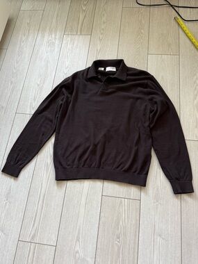 Selected Homme 100% cotton black polo long sleeve sweater XL classic business